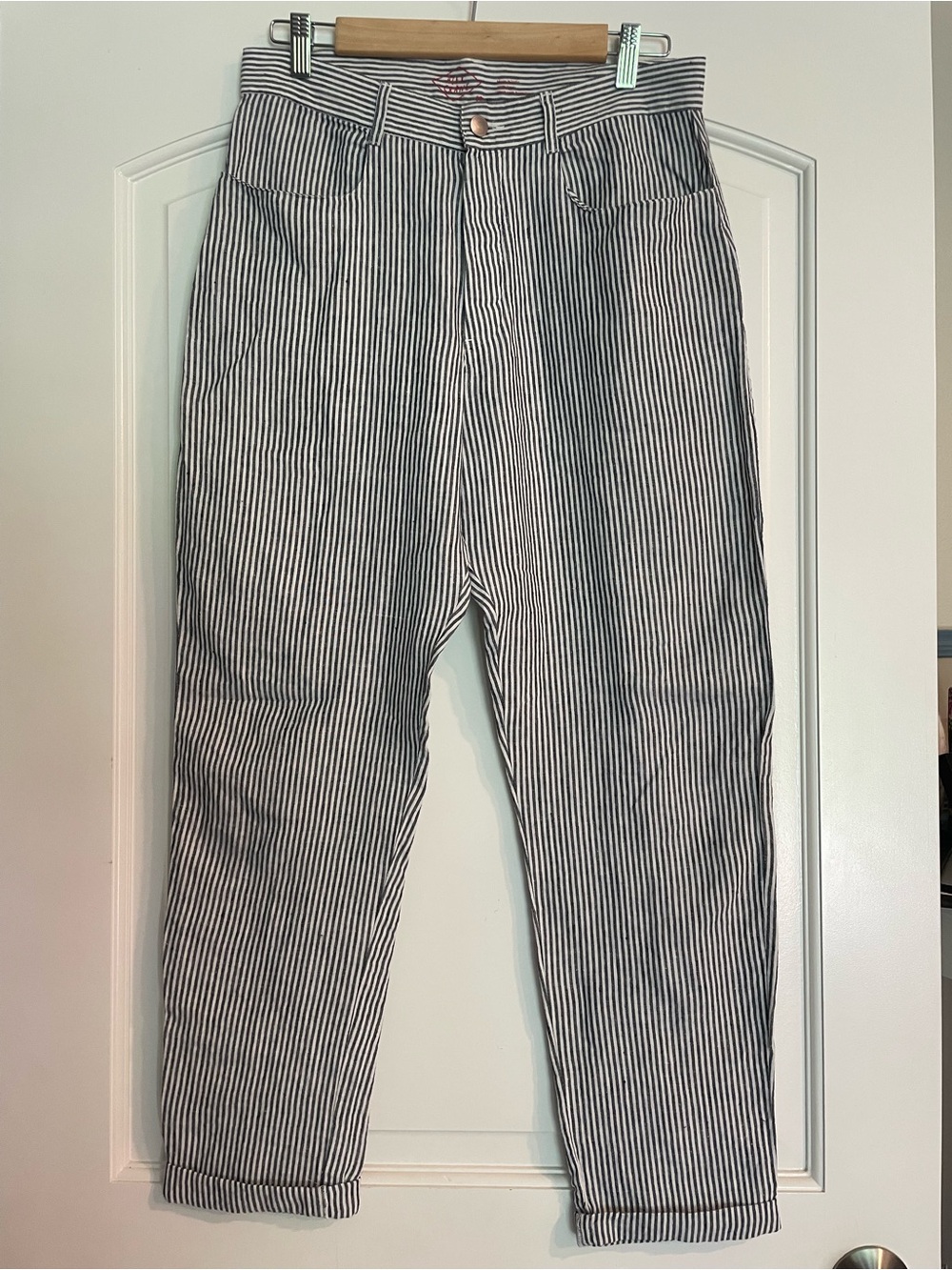 Alex Crane Men’s Striped Linen Regular Fit Gray White Casual Lightweight Pants